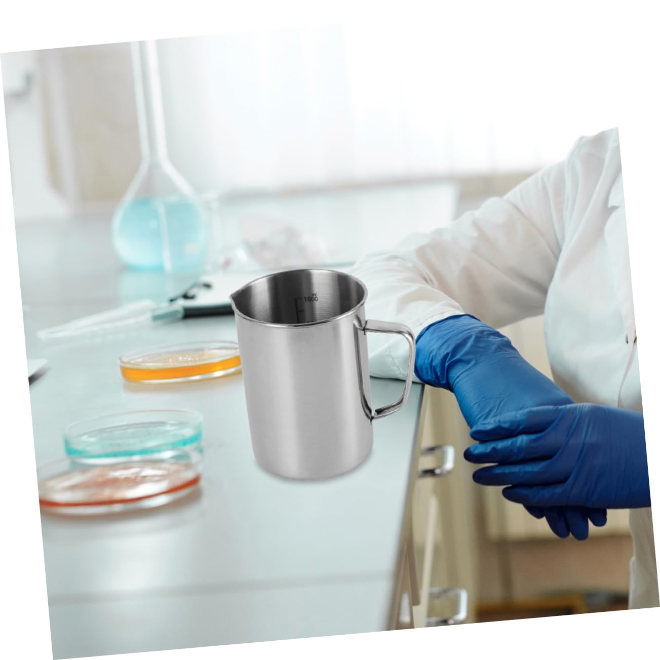 STOBAZA Tasse Doseur de Laboratoire Acier Inoxydable Gobelet Doseur à Large Ouverture Outil de Mesure Précis