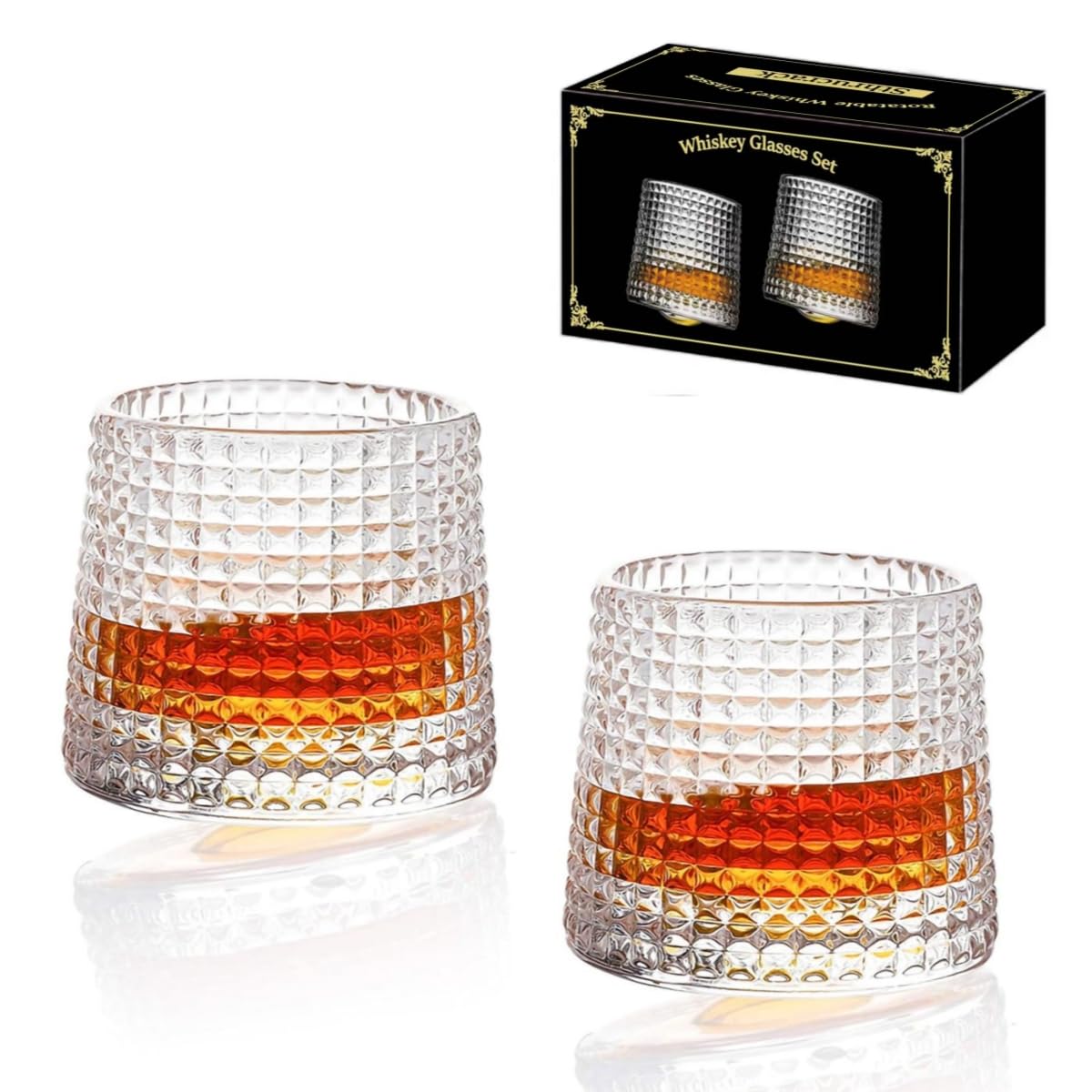 Set 4 Bicchieri In Cristallo Senza Piombo – Stile Vintage 325ml – Per Whisky, Cocktail E Birra – Lavabili In Lavastoviglie