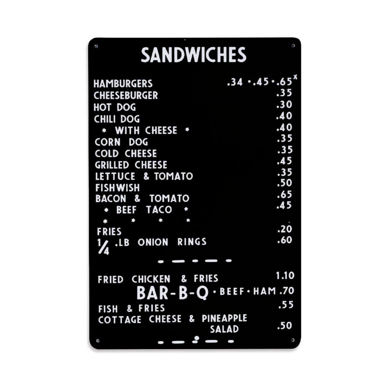 Enderetf Vintage Sandwiches Menu Print Pattern Tin Sign Metal Poster, Home Bar Garage Man Cave Cafe Indoor & Outdoor Wall Decoration 8X12inches