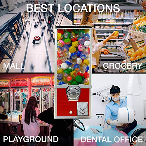 Vending Machine - Big Capsule Vending Machine - Prize Machine - Commercial Vending Machine For 2 Inch Round Capsules Gumballs Bouncy Balls - Red #TOP7