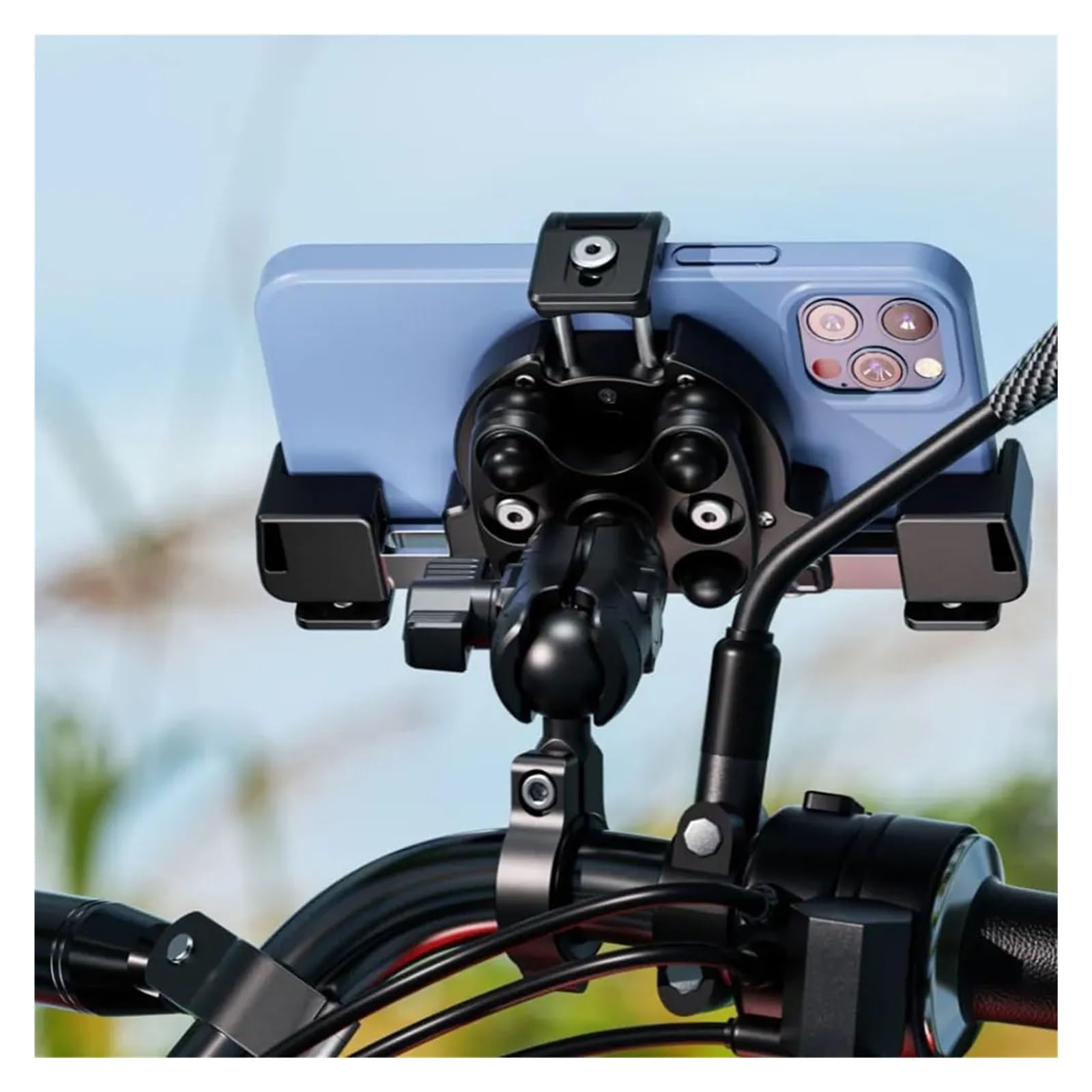 Supporto Per Telefono Moto Porta Cellulare Moto Staffa GPS per moto | Ammortizzatore Di Vibrazioni Supporto Mobile Universale Bici Regolazione A 360° Staffa Di