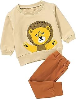 MAHUAOYIXI Baby,Clothing,Baby Boys 0-24m,Outfits & Clothing Sets MAHUAOYIXI 2PCs Newborn Toddler Boy Clothes Set Cartoon Lion O-Neck Long Sleeves Tops Pullover Shirt Infant Sweater Long Pants Leggings Sports Trousers Casual Tracksuit Outfits