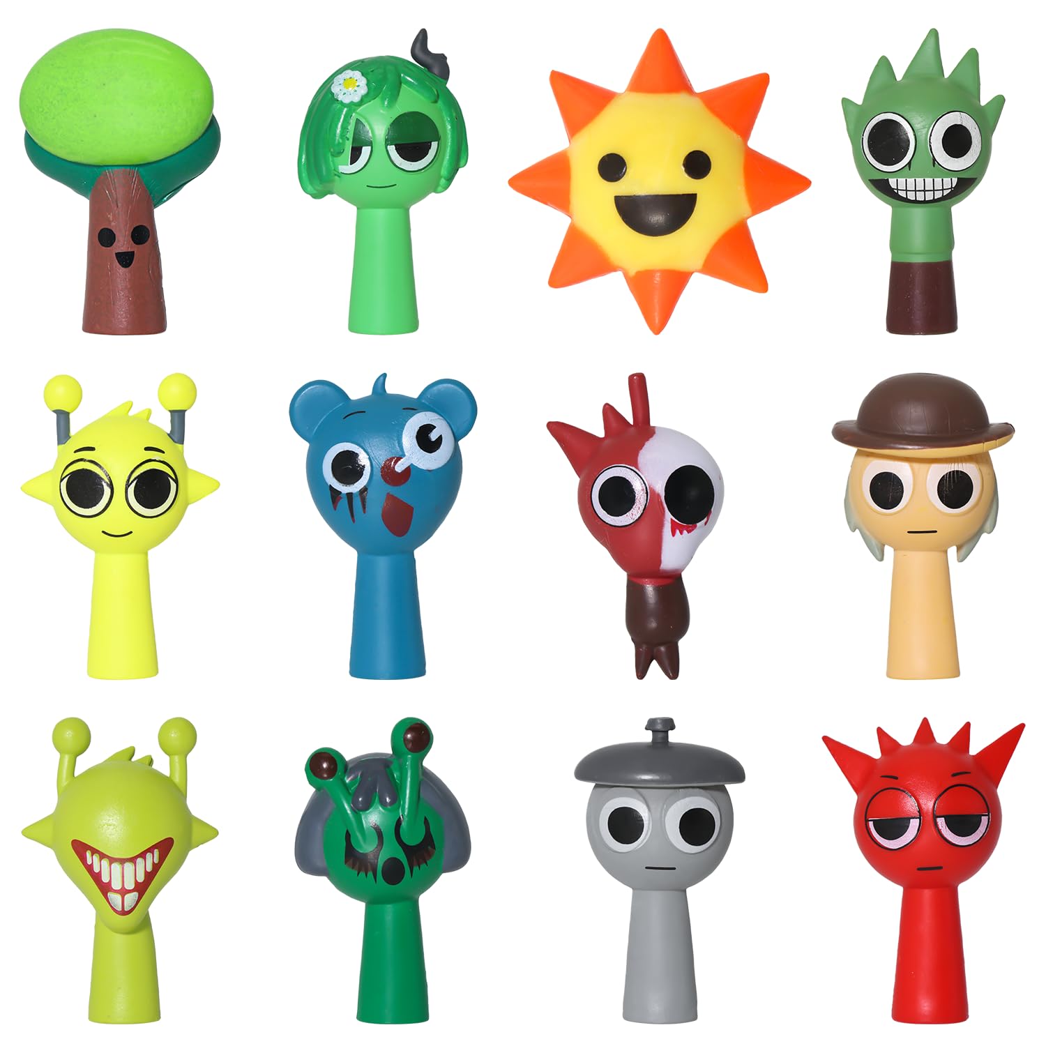 Sprunki Action Figures 12Pcs，Sprunki Mystery Box,Office Room Figurine Decor for Adults (Colorful-A-12pcs)