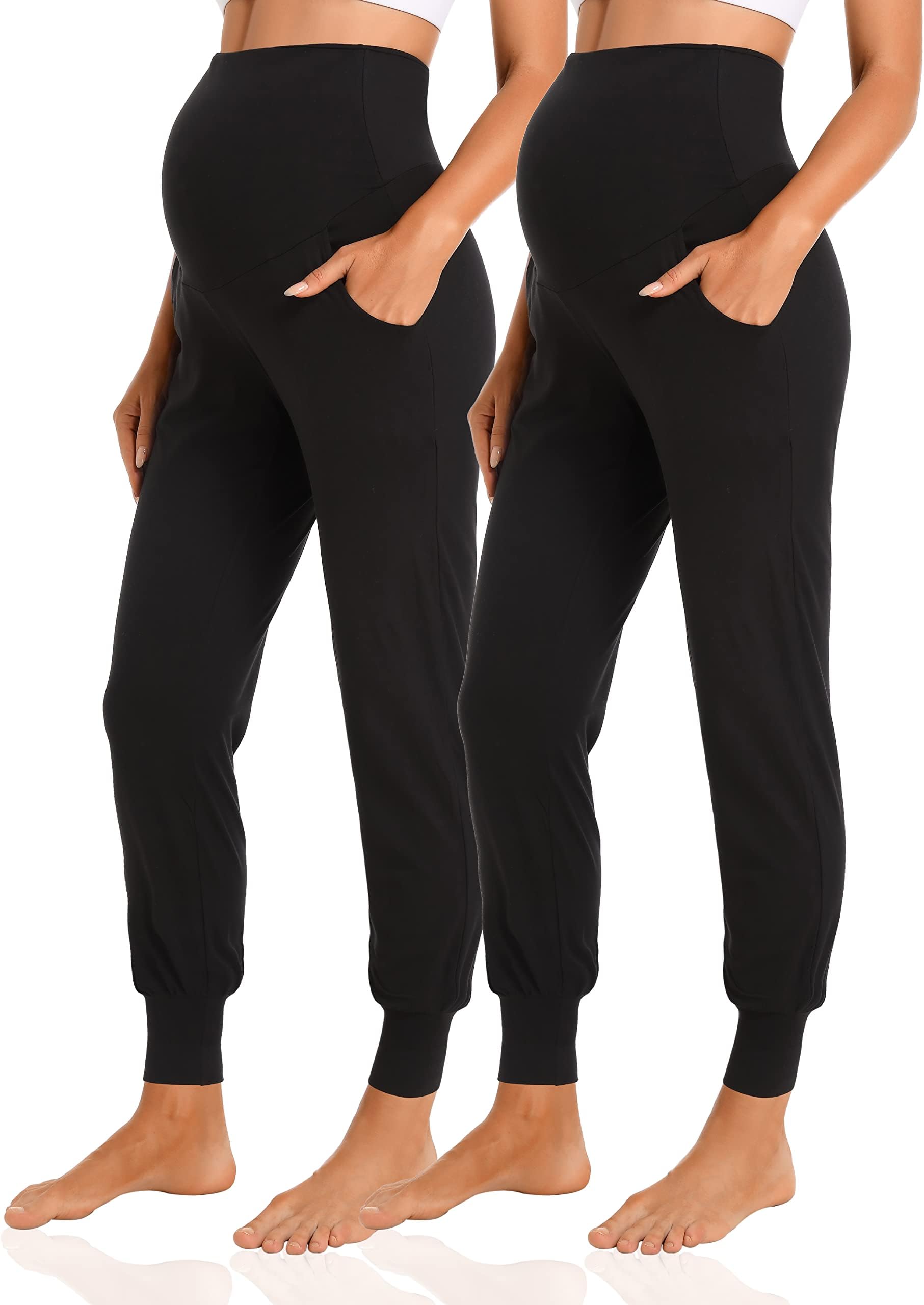 V VOCNIWomen's Maternity Pants Maternity Activewear Jogger Track Cuff Sweatpants Over The Belly Stretchy Pregnancy Pants