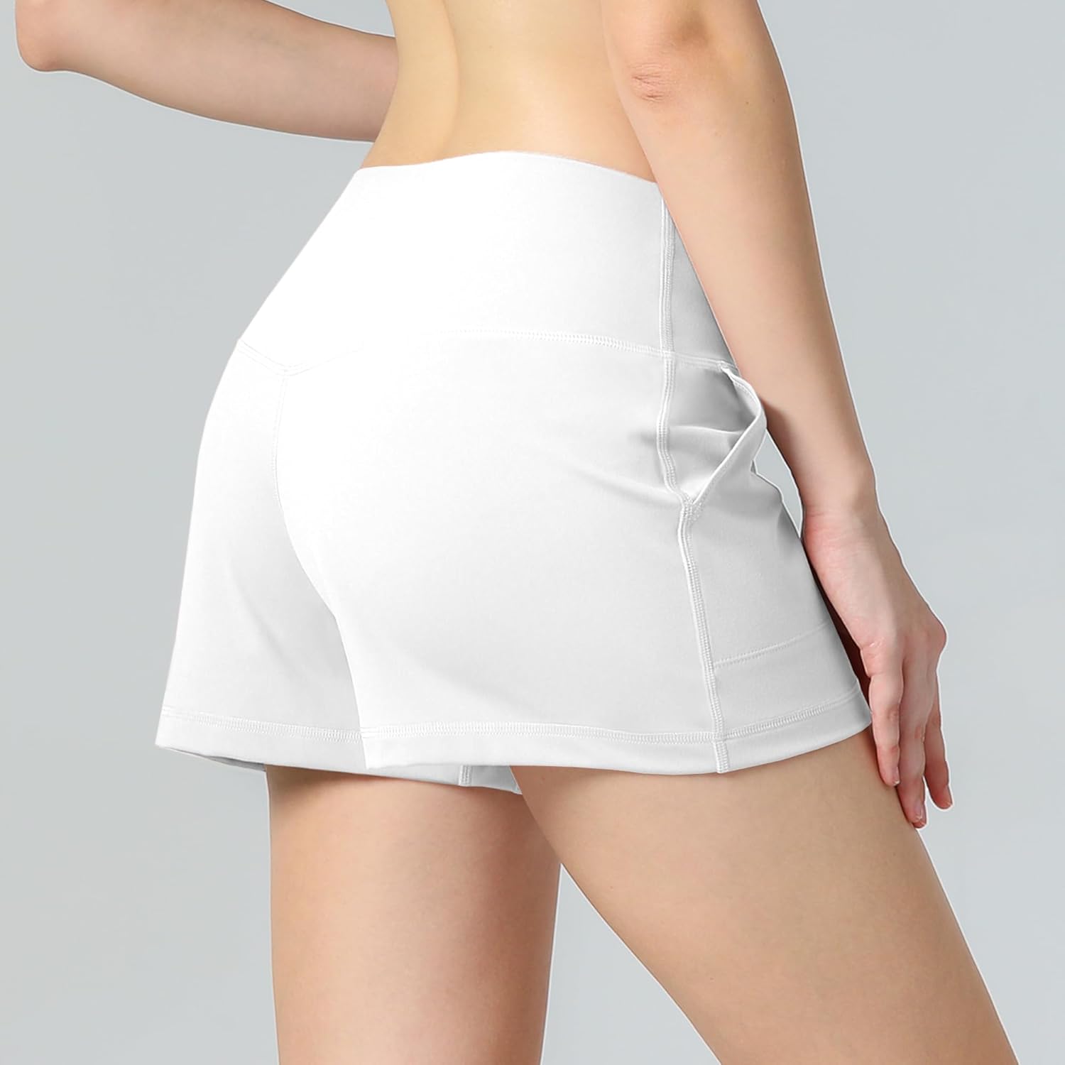 ALWAYS Women's High Waisted Spandex Shorts - Active Stretch Workout Bottoms for Yoga Running or Daily - Image 2