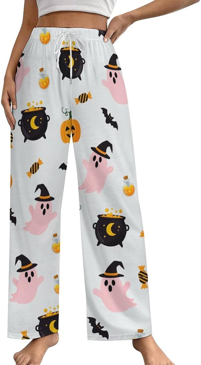 Women's Pajamas Bottom Causal Soft Lounge Pants Wide Leg Sleepwear with Pockets