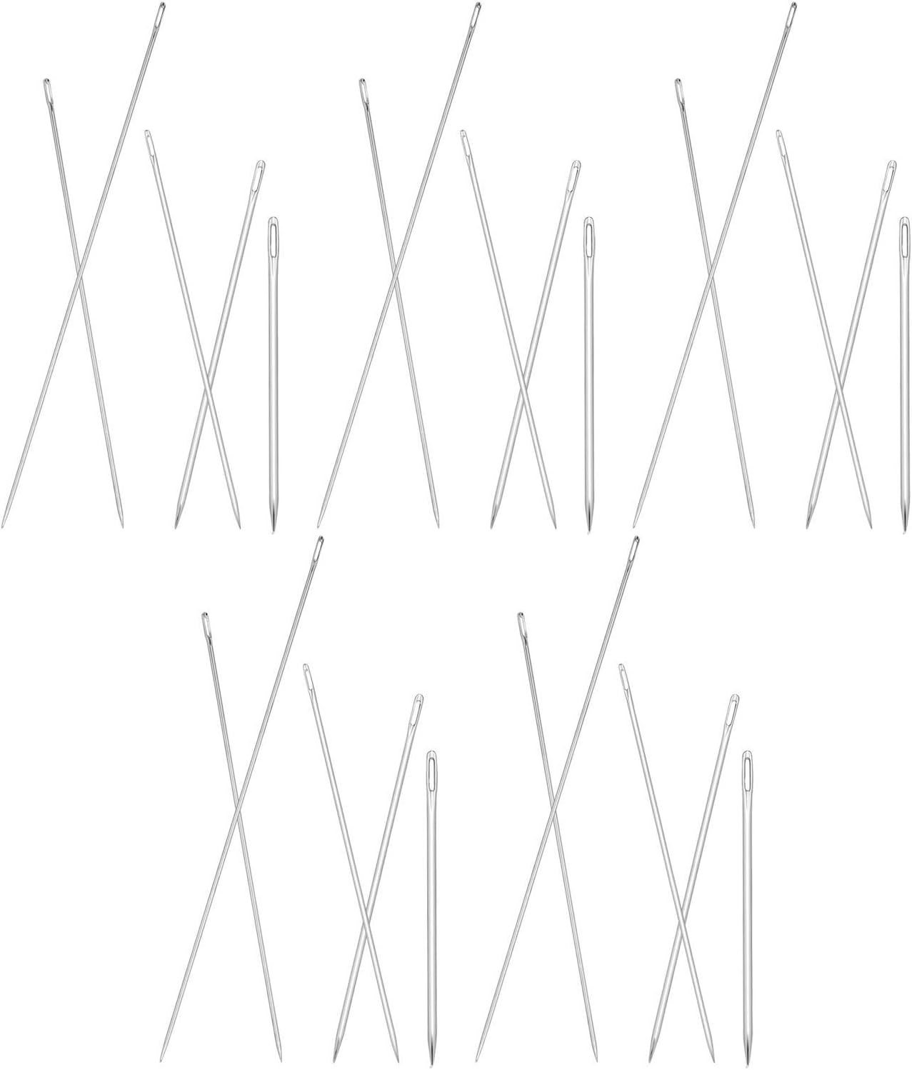 Hoement 25pcs Extra Long Metal Hand Sewing Needles for Quilting and Embroidery, Heavy Duty Large Eye Needles for Thick Fabric and Crafting, Precision Design for Easy Stitching