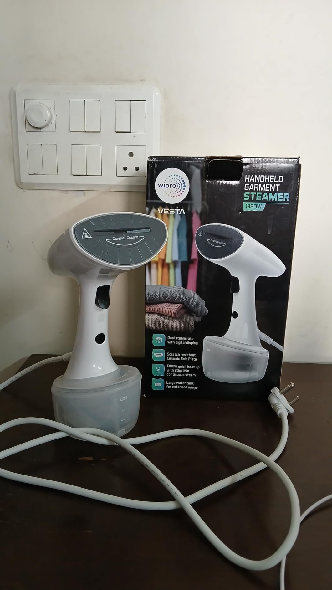 Wipro Handheld Garment Steamer Lightweight & Compact Two level
