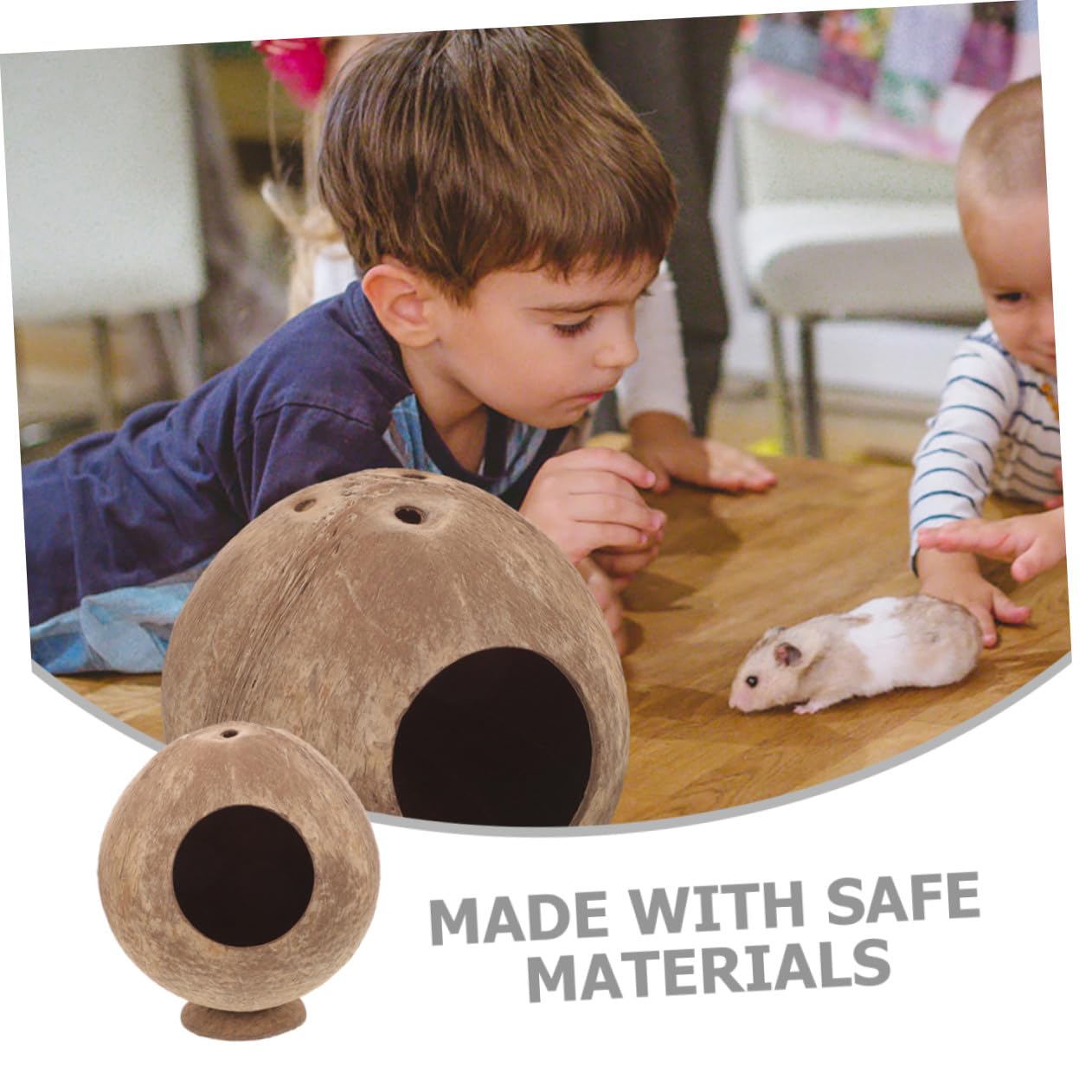 BESTonZON 2stücke Kokosnusshütte Für Hamster Und Kleintiere Versteckhaus Aus Kokosnussschalen Zum Verstecken Spielen Und Ausruhen Für Hamsterkäfige Und Meerschweinchenverstecke