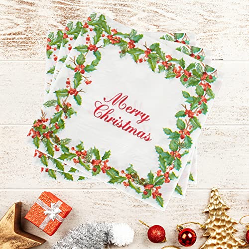 image for UVTQSSP Christmas Napkins Mistletoe Design Disposable Paper Napkins Xm