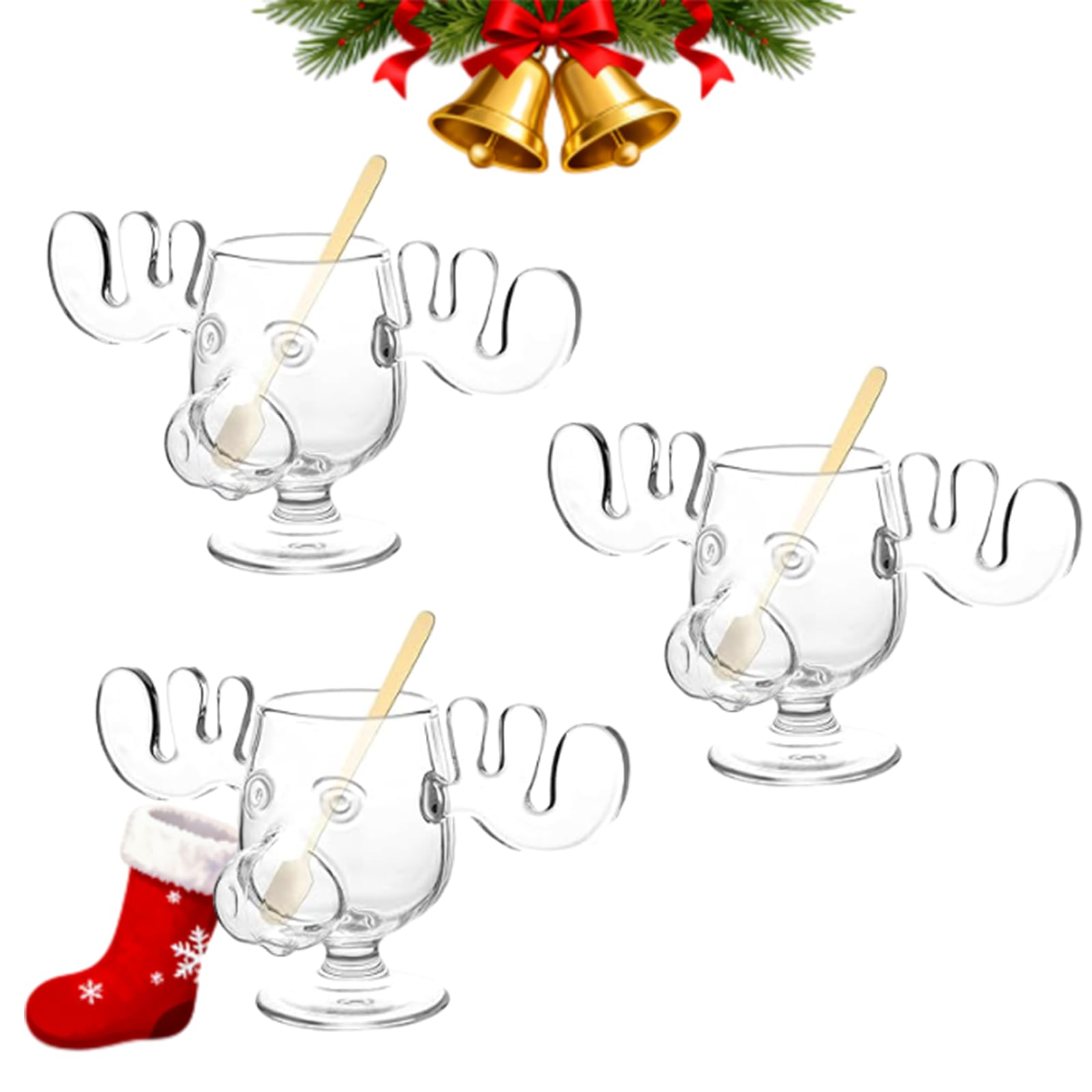 Generisch Weihnachtsgläser National Weihnachtsurlaub, Elch Gläser Weihnachtsglas, Elchgläser Christmas Vacation, Kreatives Elch-Schnapsglas Aus Glass, Weihnachtstasse, Moose Mug, Urlaubsgeschenke