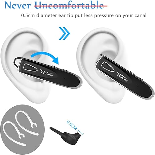 Miniatura 5 de YW YUWISS Auriculares Bluetooth para teléfono celular con micrófono auriculares inalámbricos en la oreja auriculares de automóvil con cancelación de