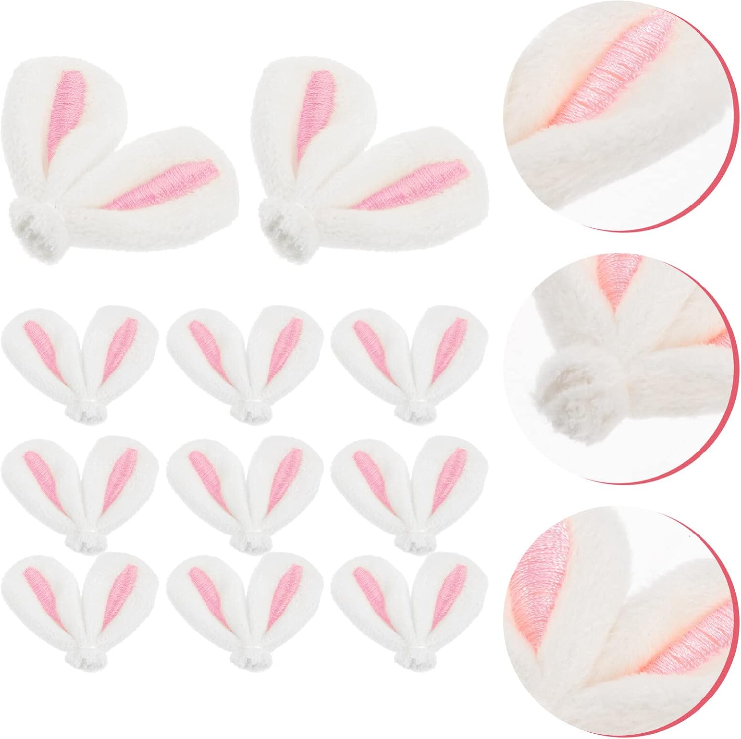 Ciieeo 20pcs Bunny Ear Ornament Mini Easter Rabbit Ear DIY Felt Animal Ears Accessory for Craft Hair Clips Charm Stuffed Animal Doll Decoration for Jewelry Making Pink