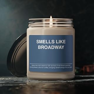 Broadway Manhattan Candle glft Smells Like Broadway Manhattan Road in New York State Candle Souvenir Scented Soy Wax Jar 9oz for Friend Funny, Home Decor Candle