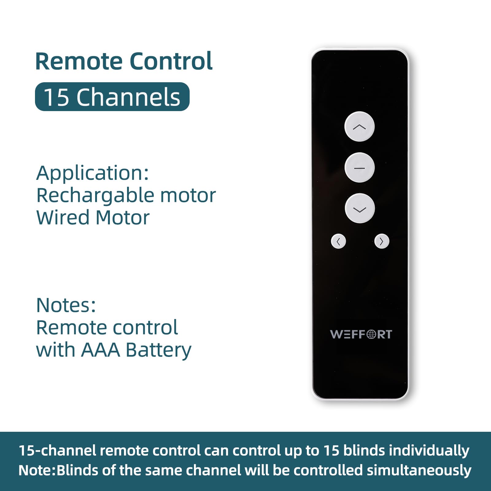 Weffort Motorized Blinds Accessories 15-Channel Hand Held Remote,Black