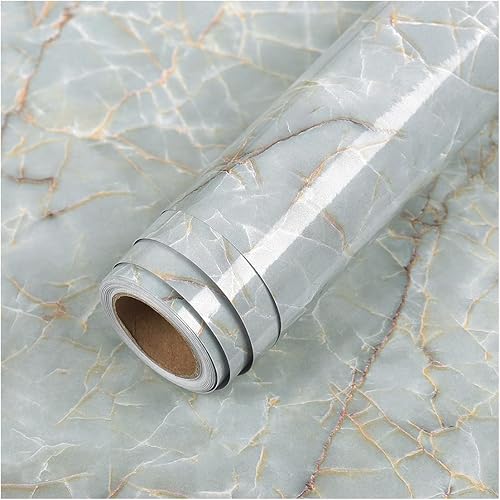 Miniatura 9 de Queenbox Papel tapiz autoadhesivo de granito de 31.5 x 118.1 pulgadas, papel de contacto extraíble para despegar y pegar de mármol, para