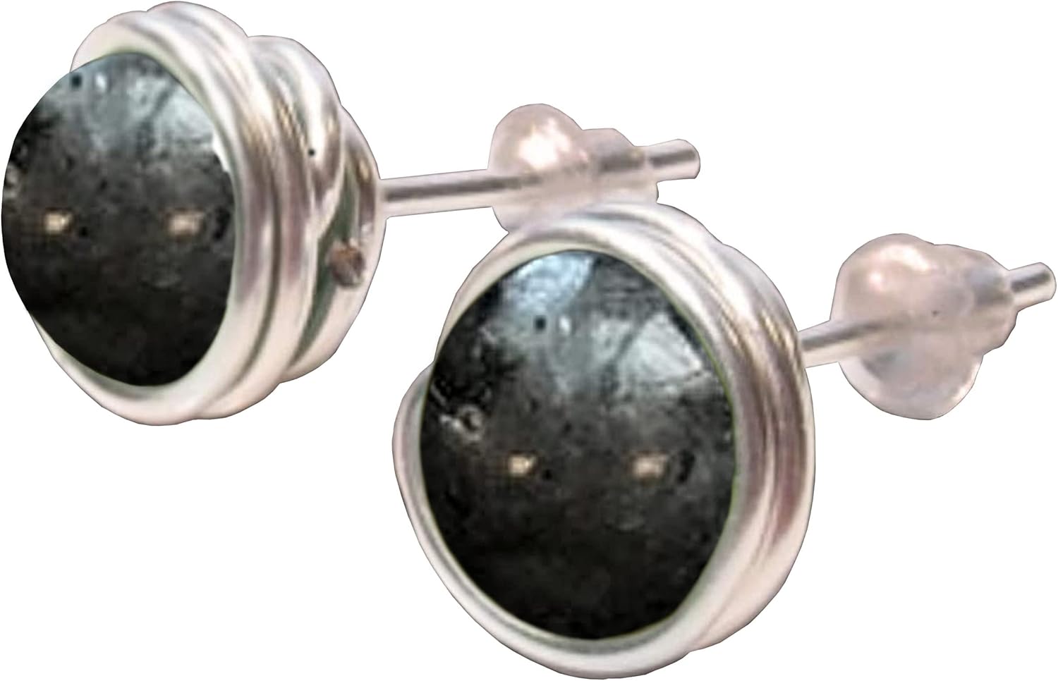 Black Moonstone 6mm Post Earrings in Black Iron, Titanium, Steel, Sterling Silver,14K Rose Gold or 14k Gold Wire (Handmade), Birthstone Jewelry, Real Gemstone bead, June Birthstone