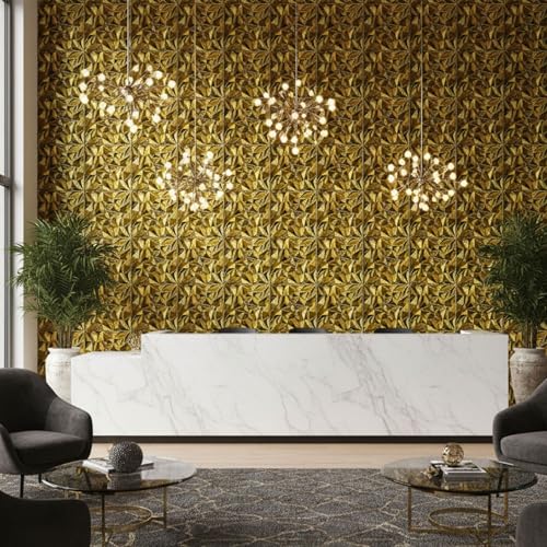 Image of Kayra Decor 3D PVC Wall Panels | SGS Certified & USA Standard Approved | Diamond Design - Golden Color | 19.7 inch x 19.7 inch (Pack of 40) - Covers 107.60 Sq. Ft | Premium Home & Office Wall Decoration