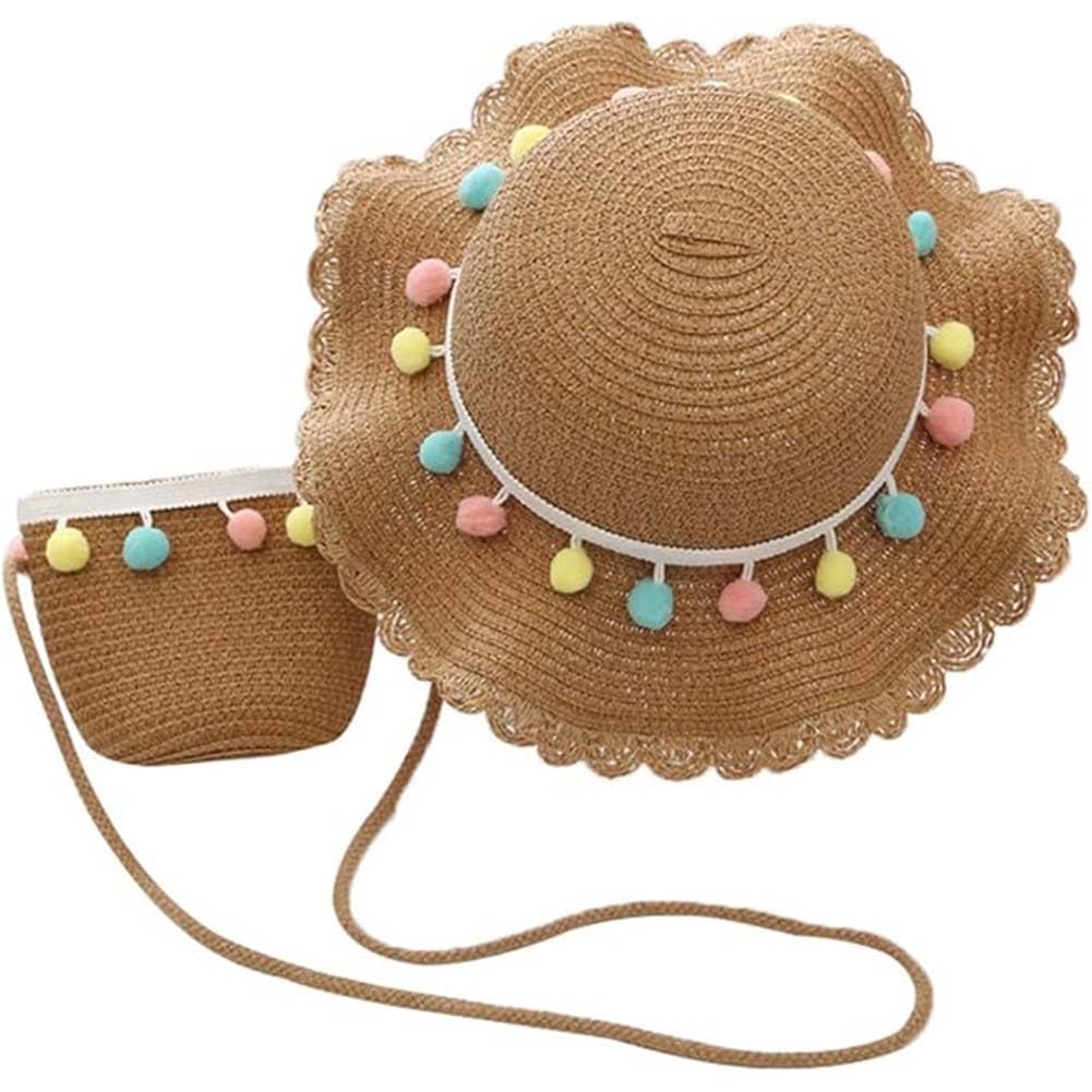 REYOK Sombrero De Verano para Niñas,Bowknot Summer Beach Sombreros,Sombrero Ancho De Playa De Verano,Kid Summer Beach Sun Sombreros para Beach Piscina Al Aire Libre Viajamiento