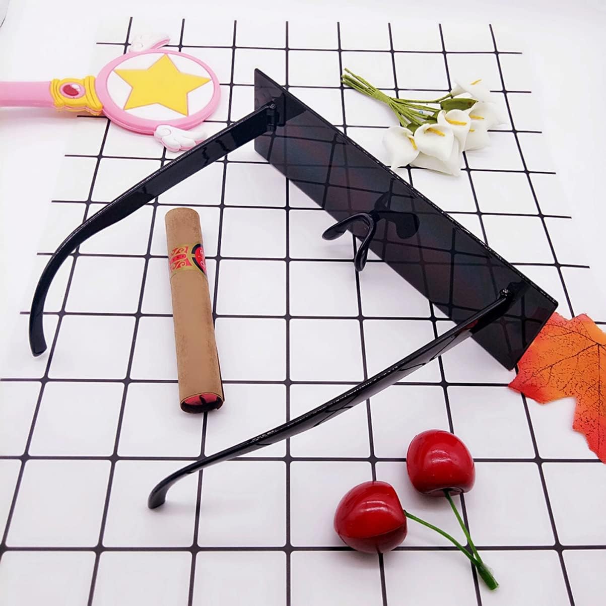 ABOOFAN Mosaic Sunglasses 8 Bit Internet Censorship One- Piece Black Bar Sunglasses Mosaic Glasses Photo Props Unisex Sunglass Toy : Clothing, Shoes & Jewelry