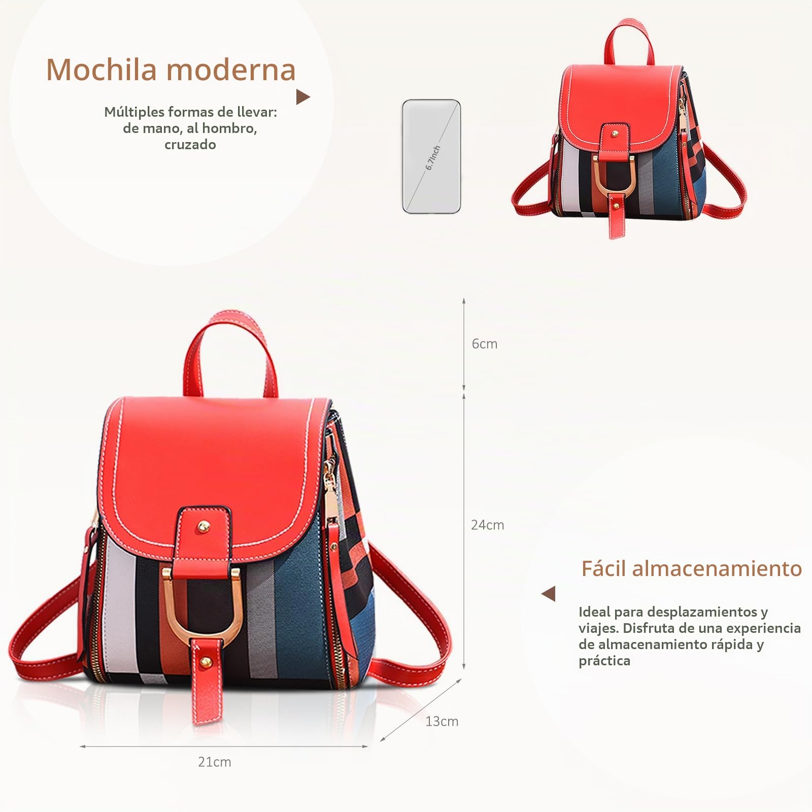 NICOLE&DORIS Mochila Mujer Mochila pequeña Bolso crossbody Bolsos de mano Mochila para damas Cuero Mochila Bolsa de hombro