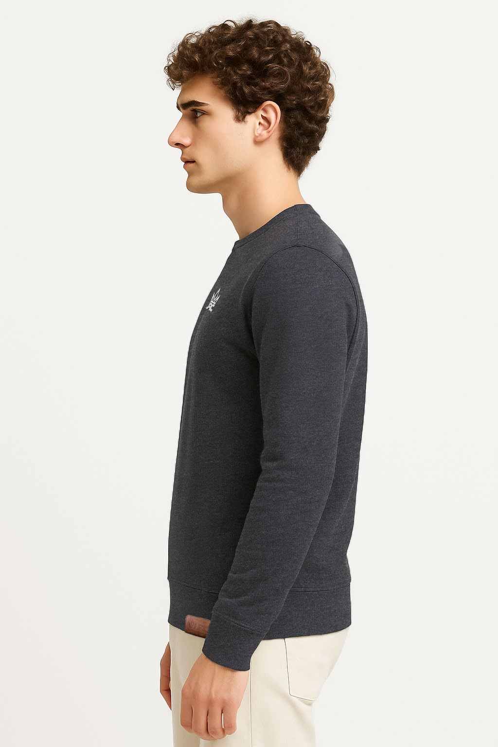 Sweat Shirt à Col Rond en Polaire pour Homme, Sweatshirt à Manches Longues pour Homme
