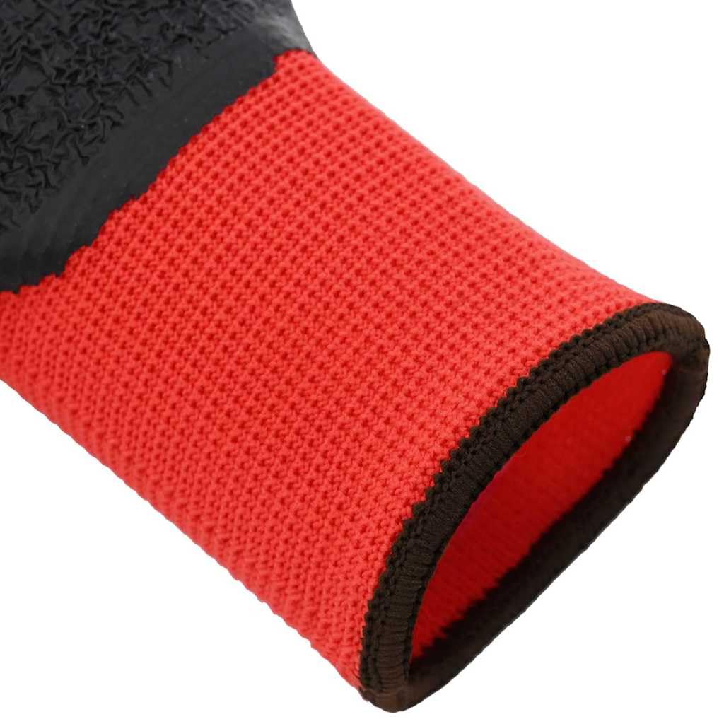 Gants de Travail 24 pièce Rouge et Noir 8 / m Revêtement en latex pour Homme et Femme, Outils de Jardin, Mécanicien, Jardinier