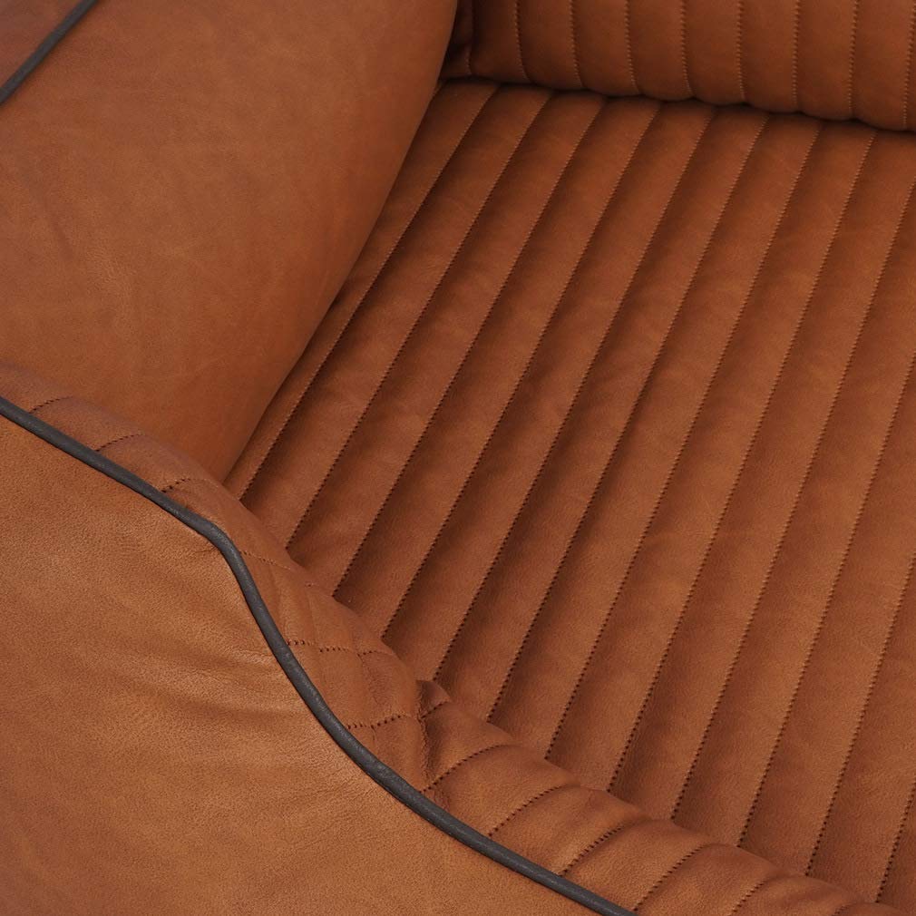 Knuffelwuff Orthopädisches Hundebett Chesapeake aus Laser gestepptem marmoriertem Kunstleder M-L 85 x 63cm Rusty - Abnehmbarer Bezug - leicht zu reinigen - für große, mittelgroße und kleine Hunde