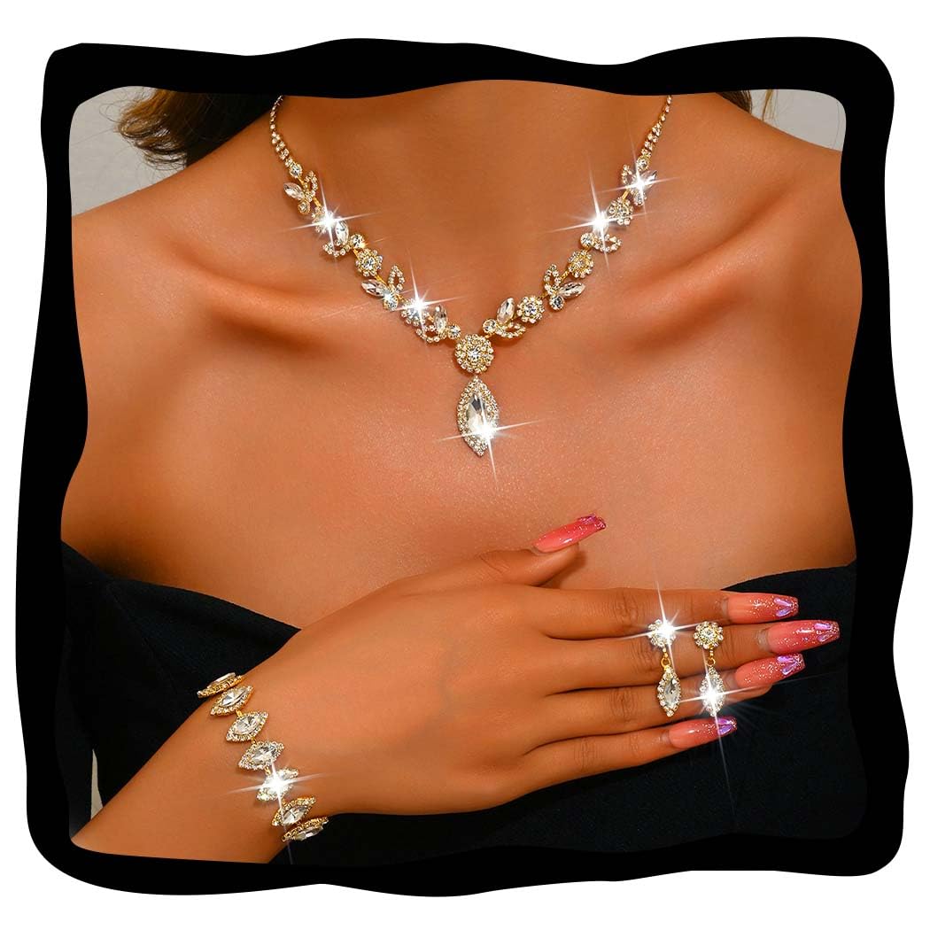 Fashband Silberne Braut-Halskette mit Quasten und Ohrringen,