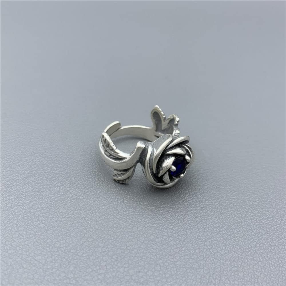 Anello Regolabile,S925 Anello In Argento Sterling Con Fiore Di Rosa Anelli Regolabili Anello Aperto Retrò In Argento Anello Per Il Pollice Anello Per Eternità Fascino Di Nozze Gioielli Regali Per