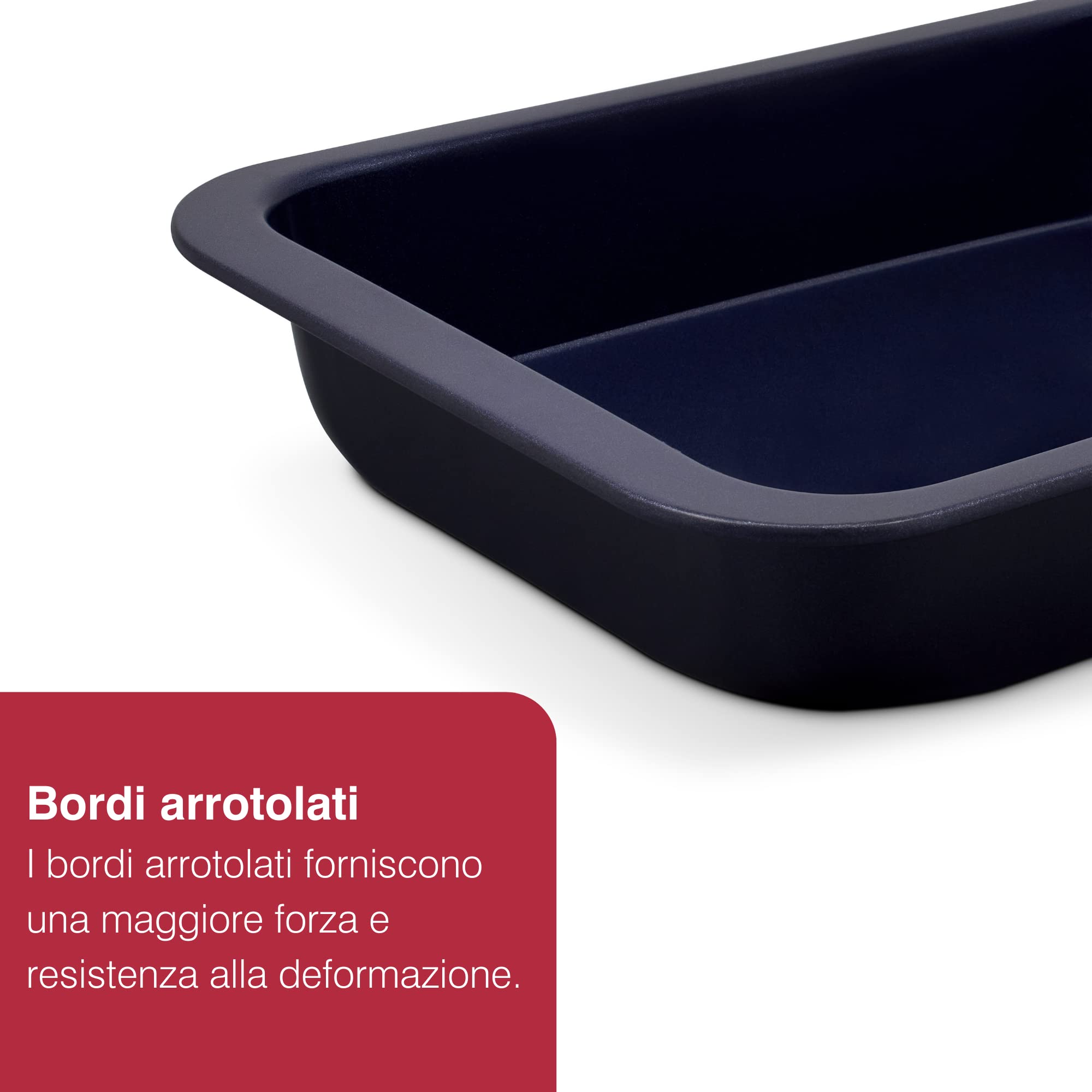 zyliss E980190 Teglia da Forno con Bordi Alti Antiaderente, 30cm x 20cm, Acciaio al Carbonio, Blu Scuro, Vassoio da Forno Rettangolare per Forno, Lavabili in Lavastoviglie