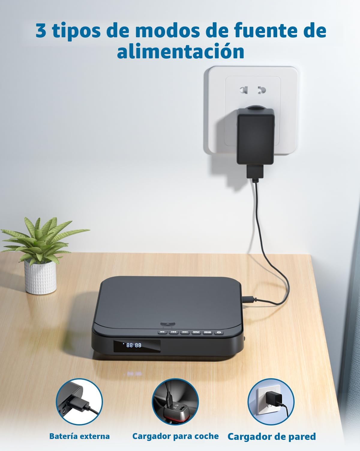 Reproductor de DVD para TV, Mini Reproductor DVD HDMI 1080p HD con Todas Las regiones, Anti-Choque, integración PAL/NTSC y Control Remoto