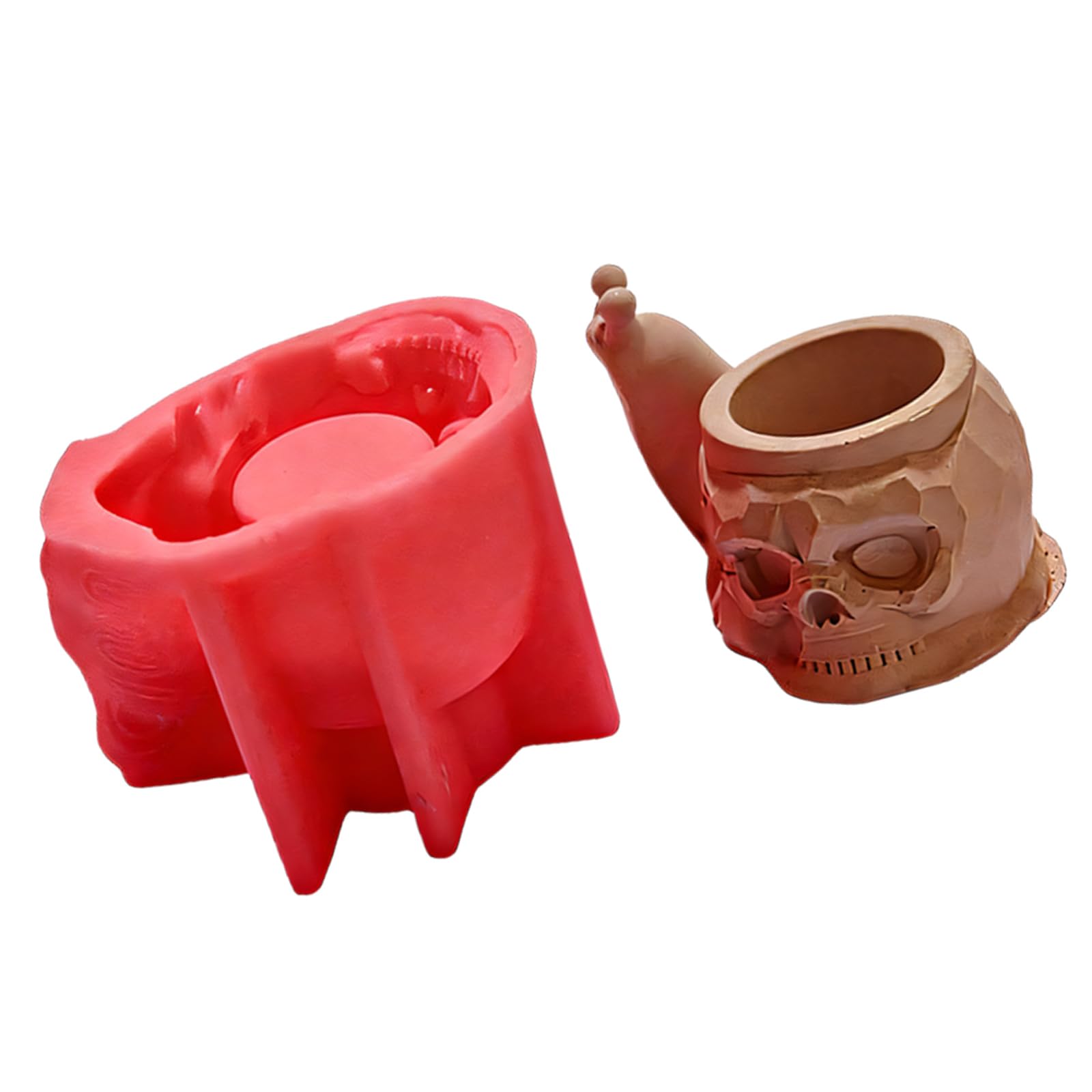 Geavonyg Unique Silicone for Crafting Snail Octopuses Pen Holder with Skull Goat Designs for Plasters Projects Elastomer Candled Making Cast