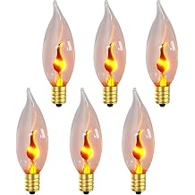 Hompavo Upgraded Flame Light Bulbs, E12 Candelabra Small Base, Clear Glass Flickering Fire Bulb for Halloween Christmas Party Porch Indoor & Outdoor Home Decoration, 6 Pack