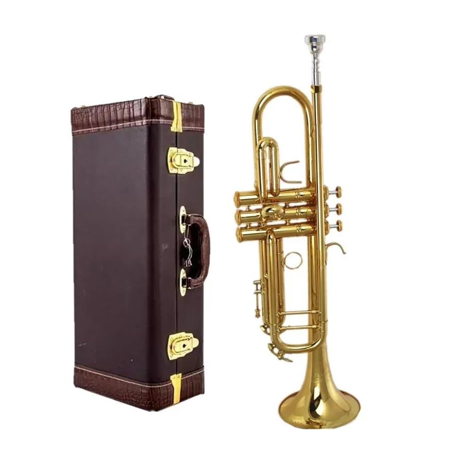 Trąbki Trąbka BB B płaska miedź posrebrzana profesjonalna trąbka ze skórzanym etui na instrument muzyczny