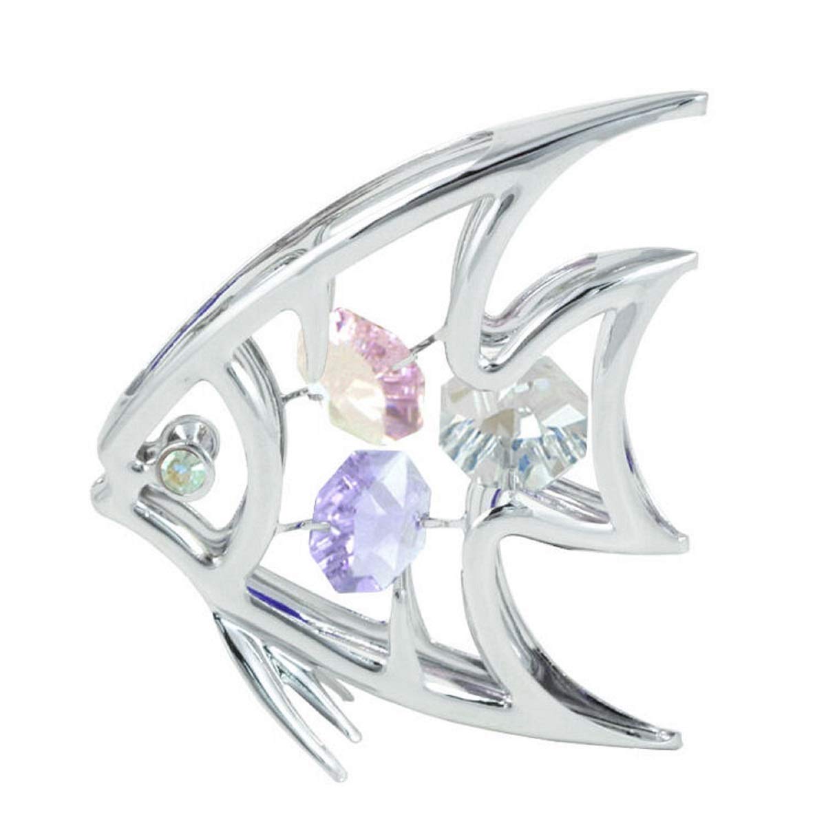 Crystocraft Multicolor Fish Crystal Ornament With Swarovski Elements Gift Boxed Multicoloured Crystals Silver Chrome Plated Nautical Ocean Creature Perfect Keepsake Collectors Gift Figurine