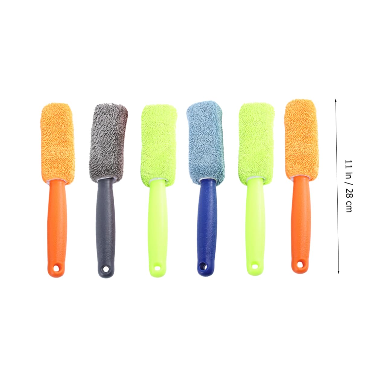 Spazzola per Pneumatici Auto in Microfibra 6 Pezzi | Manico in Plastica, per Manutenzione Pedale e Pavimento Auto, Portatile Colore Casuale
