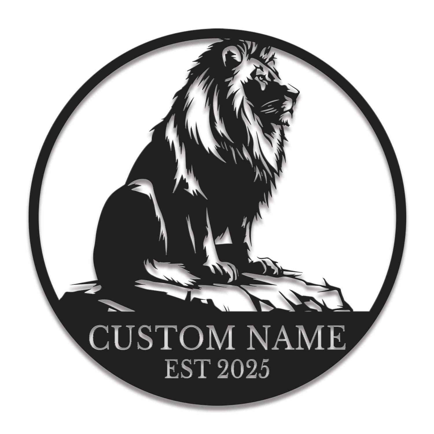 Custom Lion Metal Wall Art - Personalized Name Sign for Home, Nursery or Office - Wild Animal Decor Gift for Boys, Girls & Lion Lovers (Style-3)
