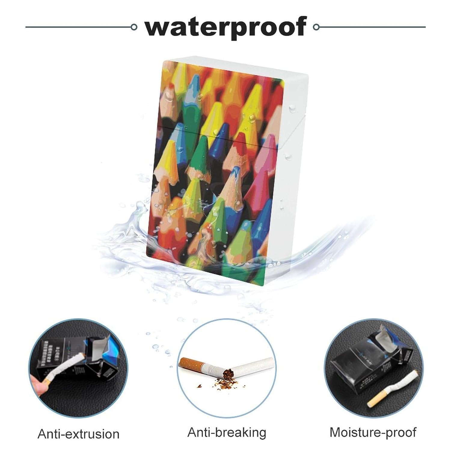 Crayons Cigarette Case Portable Cigarette Holder Case Durable Cigarettes Cases & Dispensers