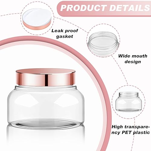 Miniatura 3 de Tessco Paquete de 24 tarros de plástico con etiquetas, recipientes de plástico redondos y recargables, tarros de mantequilla para el cuerpo,