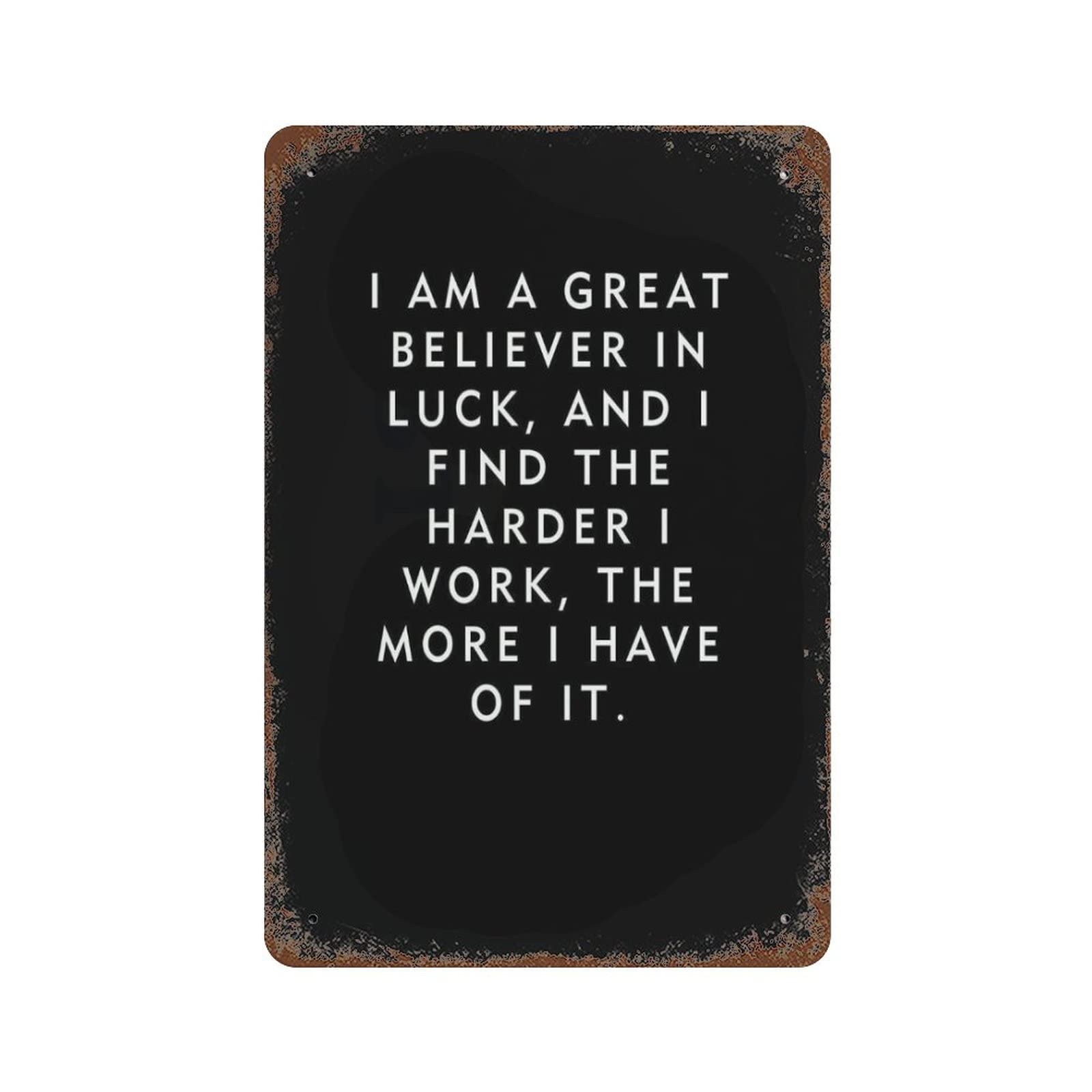 peiyeety Thomas Jefferson Quote Luck Motivational Unframed Poster Or Print 2 Vintage Tin Sign for Office/Home/Classroom Decor Gifts - Best Birthday/Thanksgiving 8x12 Inch
