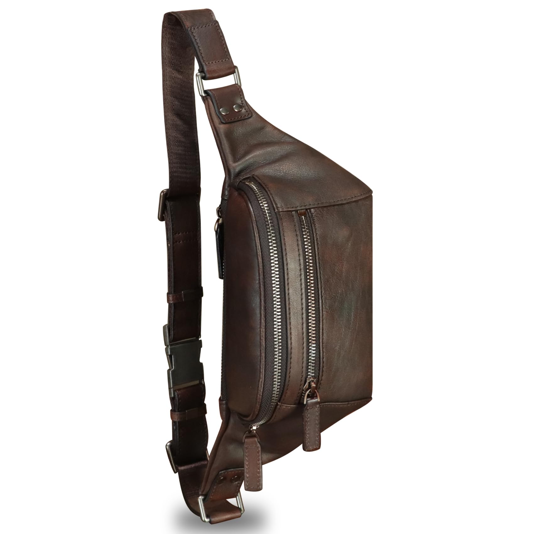 Genuine Leather Fanny Pack for Women and Men Vintage Real Leather Waist Bag Hip Bum Crossbody Sling Bags (Coffee)