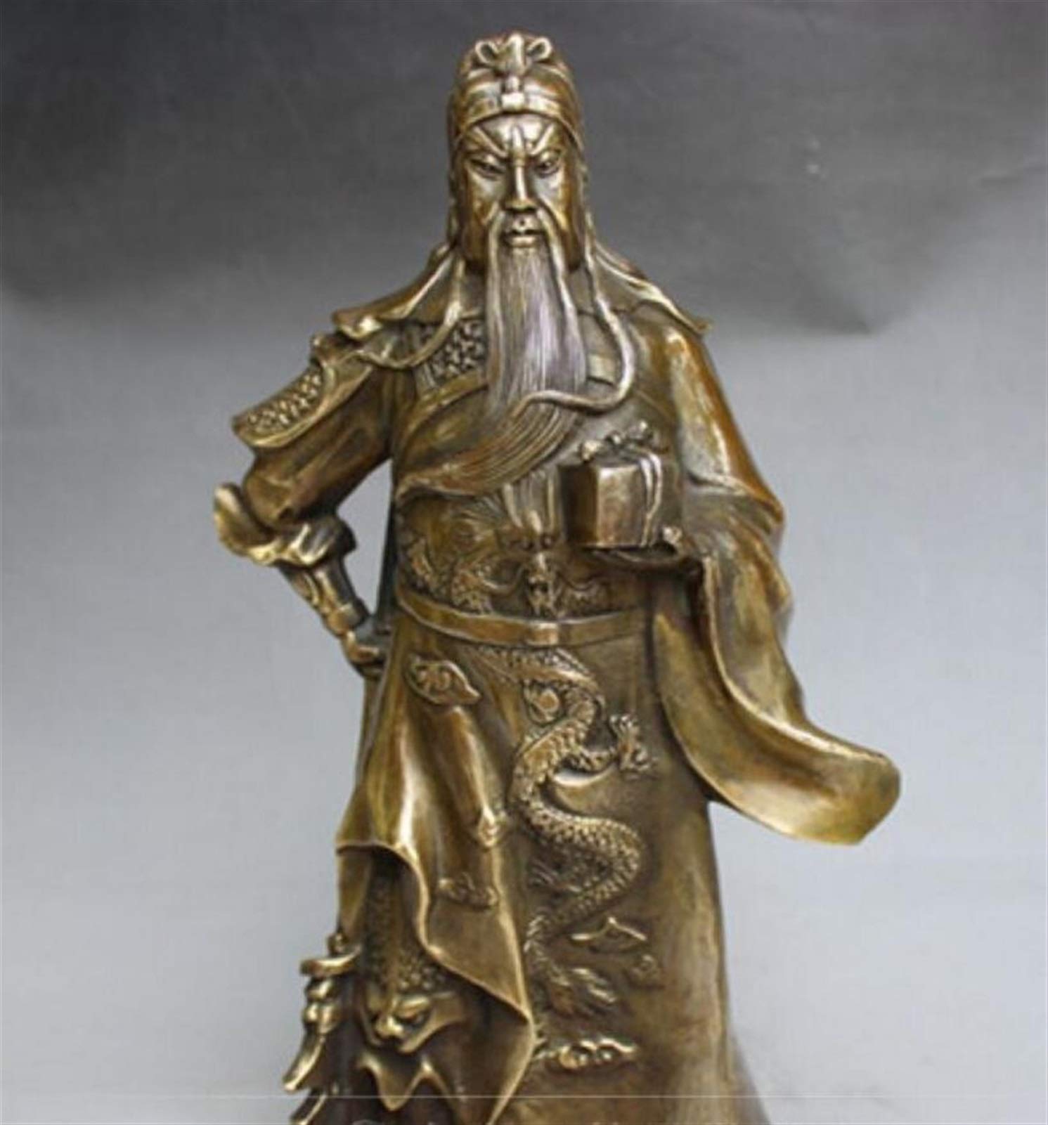 YNBSHGAA Feng Shui Guan Yu Statue Copper Statue Exquisite antique antique wholesale antique bronze carving brass Guan Gong statue orments Feng Shui Decoration