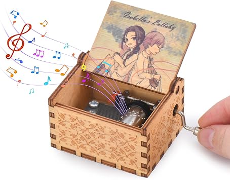 Wood Musical Box, the Promised Neverland Music Box Wooden Musical Instrument with Melody Isabellas Lullaby Gift for Birthday Anniversary Holiday Style 5