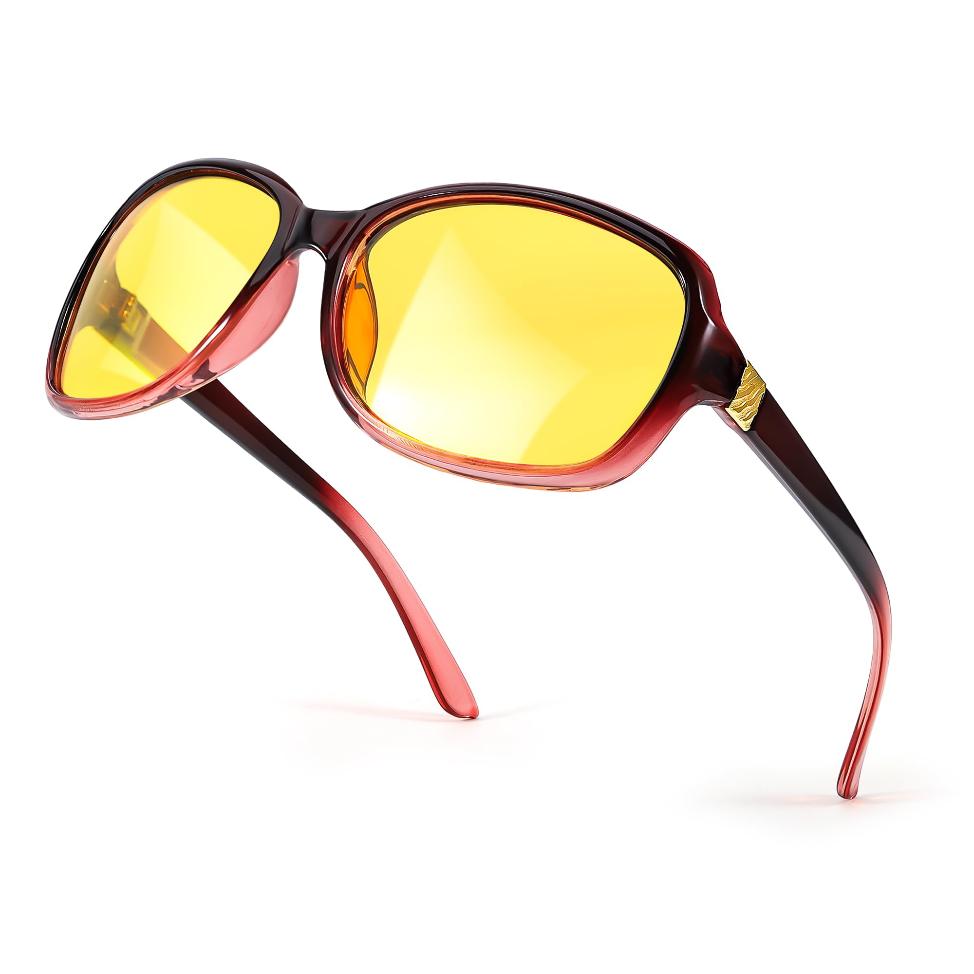 SIPHEW Night Driving Glasses for Women, Anti Glare Polarized Yellow Lens Night Vision Glasses for Nighttime/Rainy/Foggy.