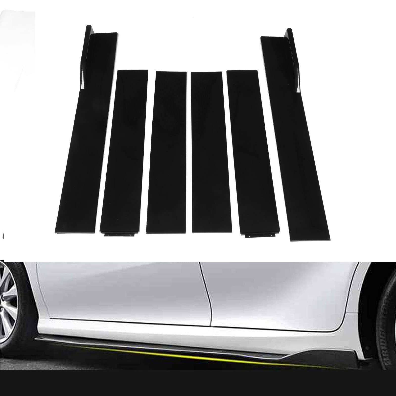 Minigonne Laterali Inferiori, 6 Pezzi Minigonne Laterali Universali per Auto ABS Nere Pieghevoli Elevata Tenacità Antigraffio Esterno Lato Inferiore Linea di Fondo per Automobile