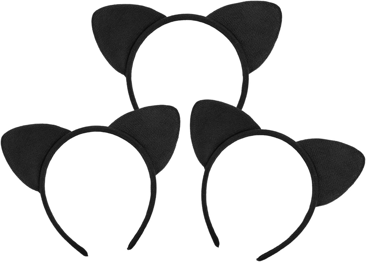 3Pcs Black Cat Ears Headbands Soft Cute Ear Hairband Hair Hoops Headpiece Costume Accessories for Halloween Cosplay Party