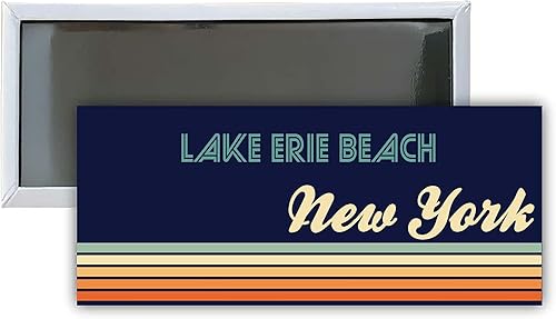 Lake Erie Beach New York Souvenir - Imán rectangular para nevera, 4.75 x 2 pulgadas, diseño retro