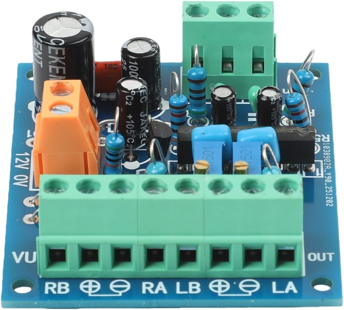 AC 12V Stereo VU Meter Driver Board for Audio Level Meters – 55 x 66 mm PCB with Mute Function, Dynamic Compression & Double-Sided Soldering Pads