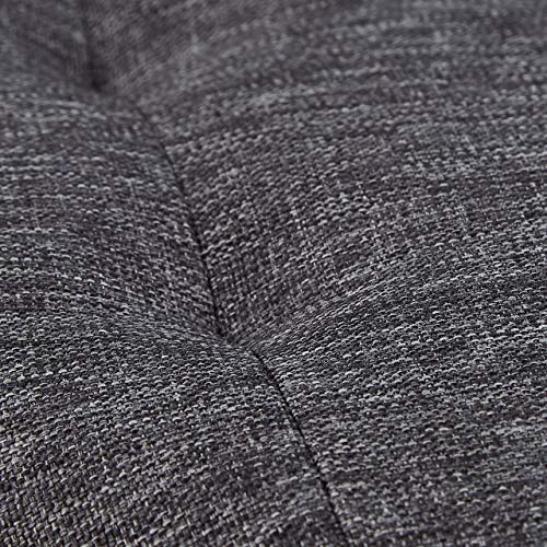 Relaxdays Sitzhocker mit Stauraum, gepolsterter Hocker rund, für Wohnzimmer, Leinen-Optik, H x D: 41 x 44 cm, dunkelgrau